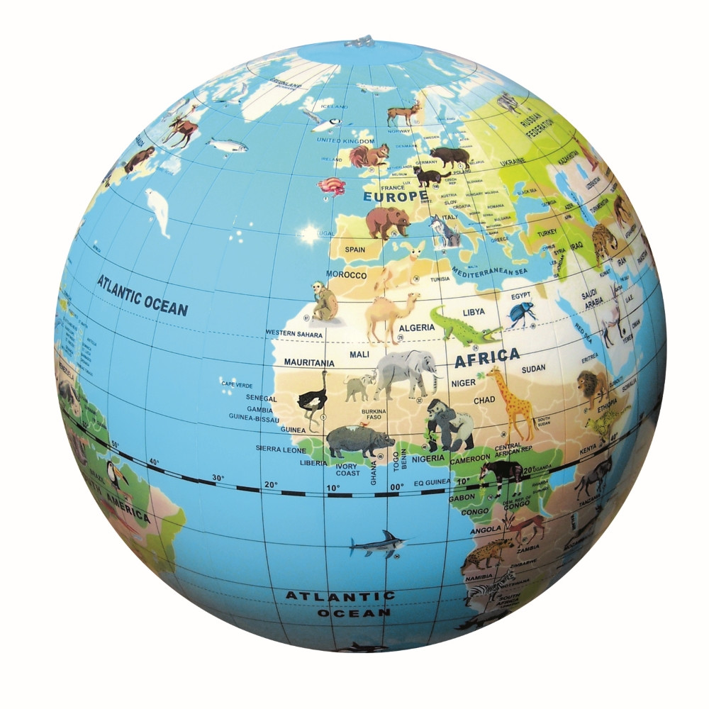 CALY Pripučiamas gaublys-kamuolys Pasaulio gyvūnai 42 cm