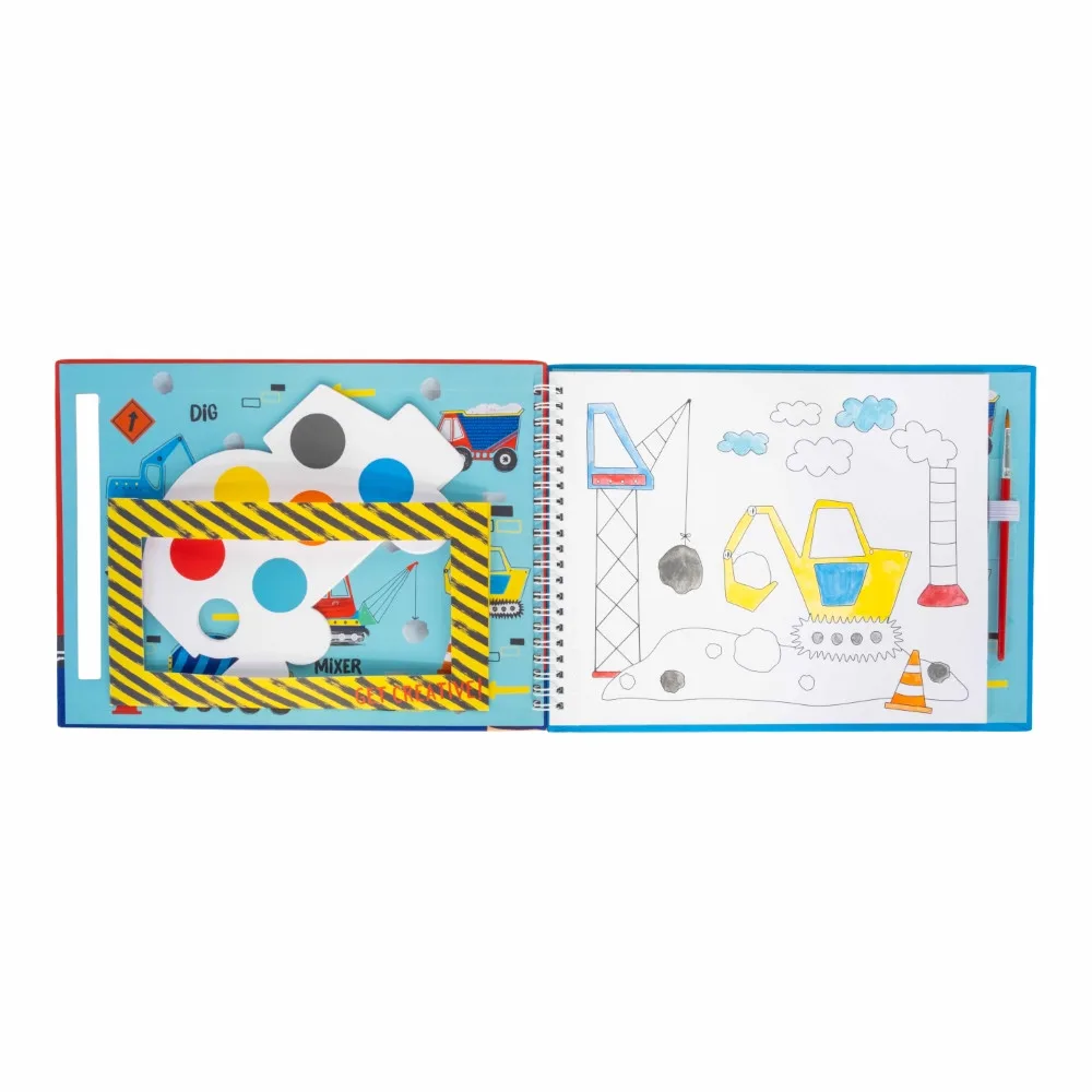 Spalvinimo bloknotas su dažais Statybos