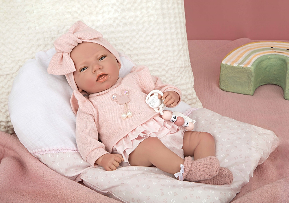Reborn lėlytė rožiniais rūbeliais 40 cm