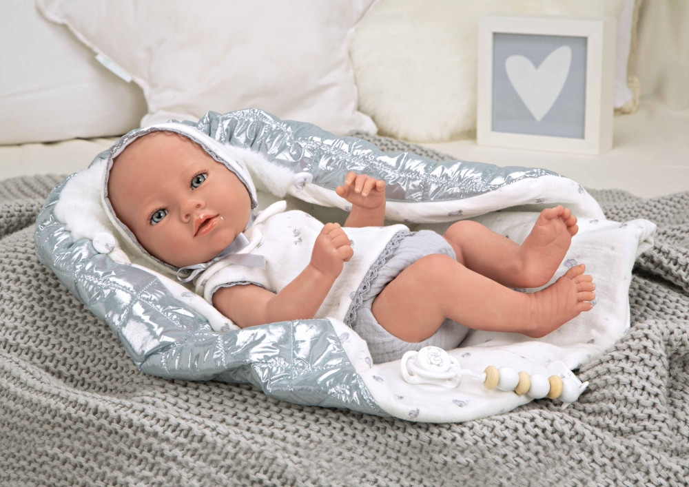 Reborn lėlytė su blizgiu pleduku berniukas 38 cm
