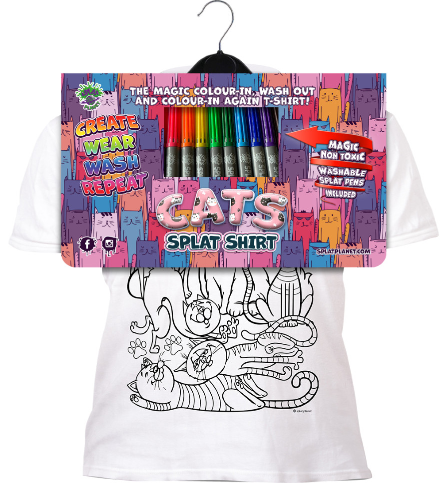 Splat Planet marškinėliai su flomasteriais Katinėliai