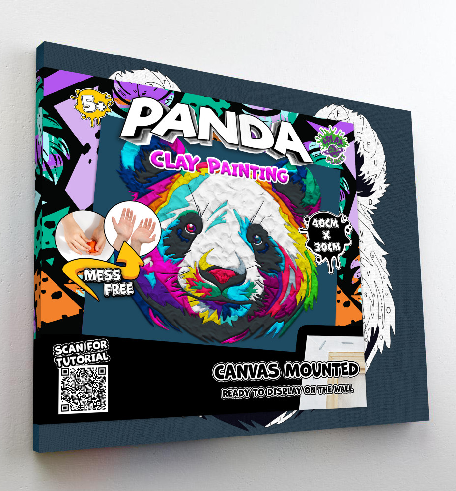 Splat Planet paveikslas iš modelino Panda 30x40cm