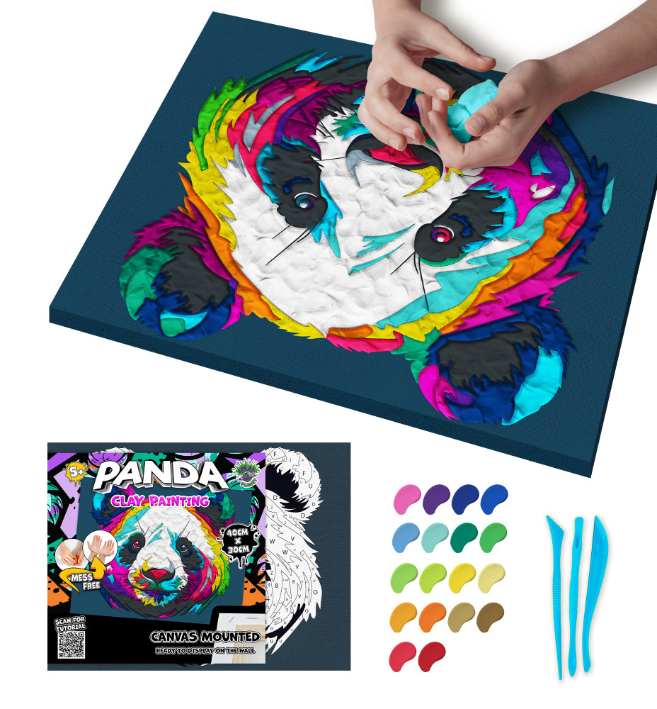 Splat Planet paveikslas iš modelino Panda 30x40cm