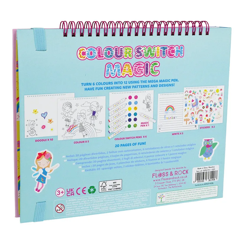 Spalvinimo knygelė su magiškais flomasteriais Vaivorykštės fėja