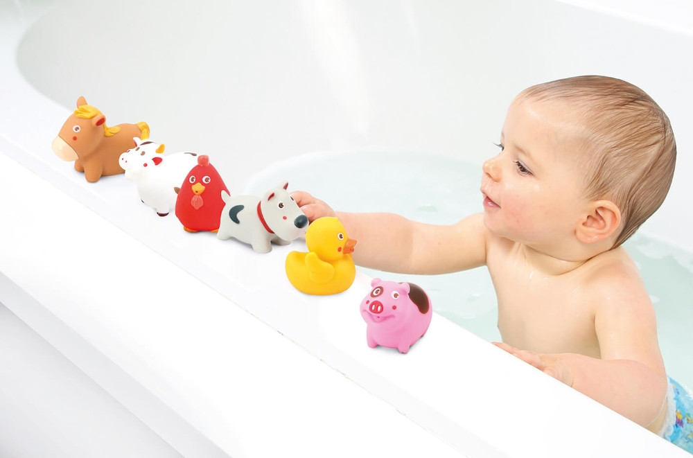 LUDI maudymosi žaislų komplektas Ūkio gyvūnai 7 vnt