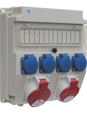 PawBol B.18.320-3-S plastikinÄ plokÅ¡tÄ 13 mod +kiÅ¡tukiniai lizdai (4x16A/250V 1x32A/5P 1x16A/5P)