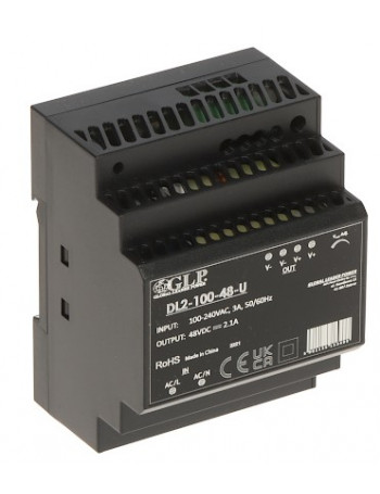 Impulsinis maitinimo Å¡altinis 48V 100.8W 2.1A tvirtinamas ant DIN bÄgio, DL2-100-48-U