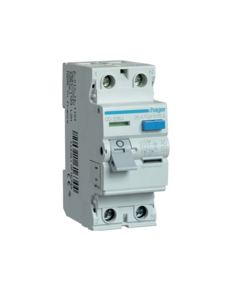 SrovÄs nuotekio relÄ Hager CD226J (AC, 25A, 2P, 30mA, 230V)