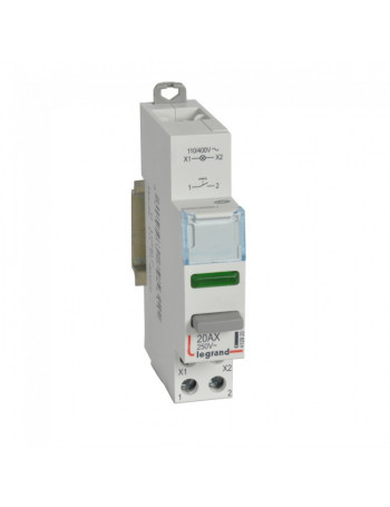 Mygtukas ant DIN bÄgelio su indikacijos lempute Legrand 412920 (20A 100V/1 x N0 kontaktas)