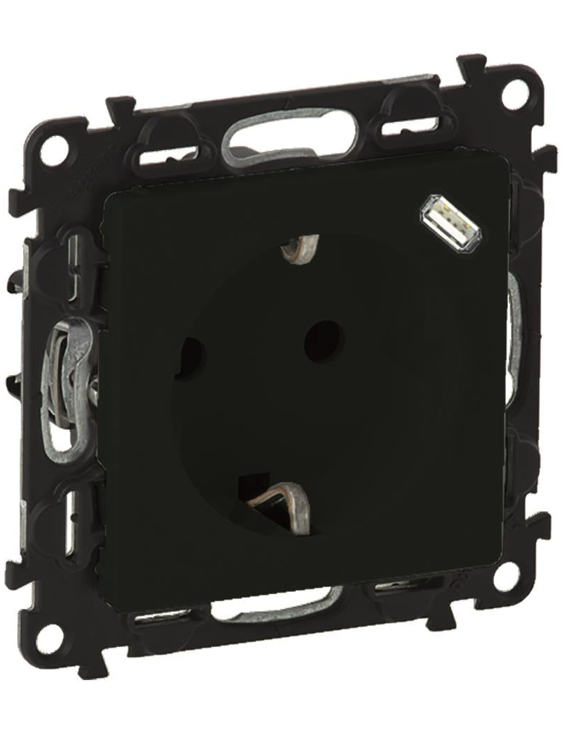 KiÅ¡tukinis lizdas su USB-C Ä¯krovimo lizdu Valena Life Legrand 756335 (juoda)