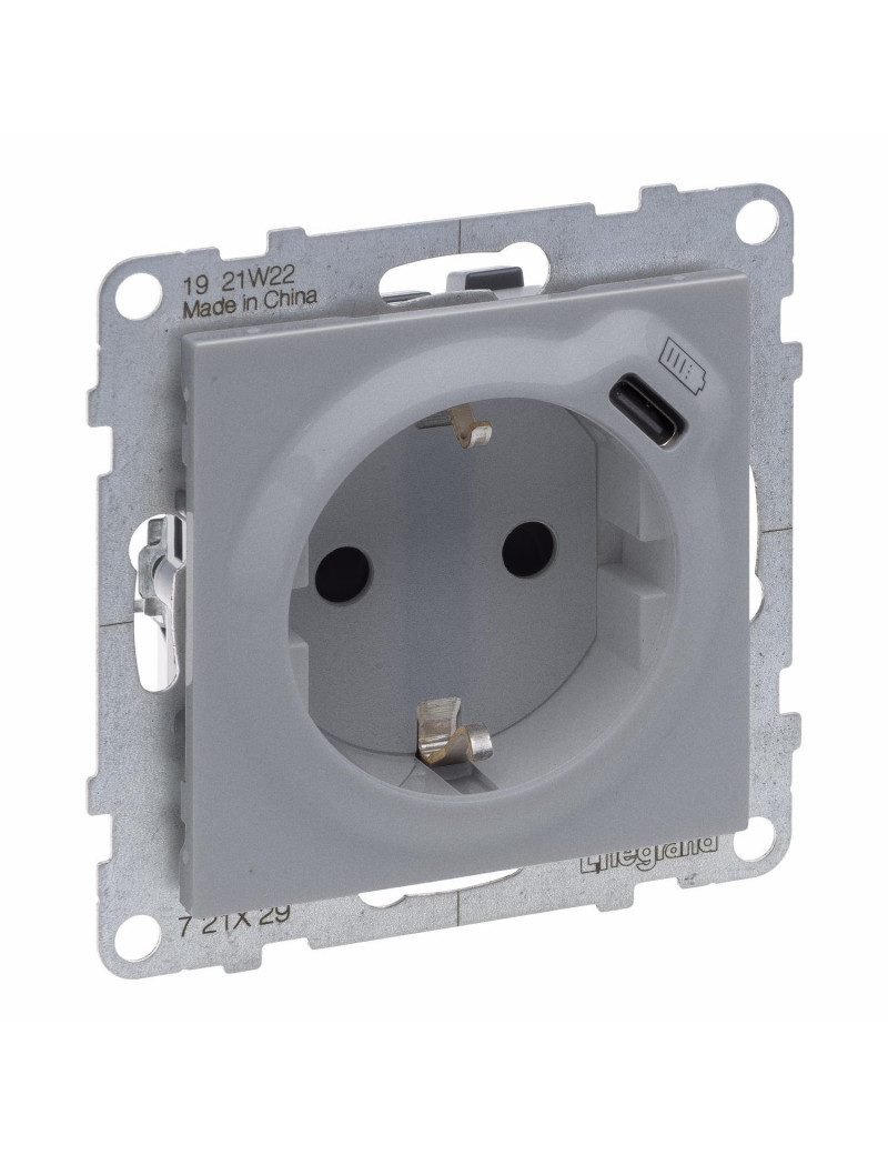 KiÅ¡tukinis lizdas su Ä¯Å¾em. + USB-C Ä¯kroviklio lizdu aliuminis Suno Legrand 721329