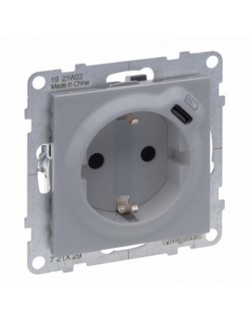 KiÅ¡tukinis lizdas su Ä¯Å¾em. + USB-C Ä¯kroviklio lizdu aliuminis Suno Legrand 721329