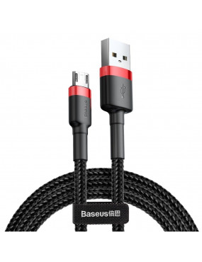 Kabelis USB A - micro USB BASEUS CAMKLF-B91 (1.0m, QC3.0, nailoninis, raudonas/juodas)