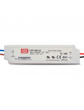 Impulsinis maitinimo Å¡altinis LED 12V 20W 1.67A IP67, Mean well, LPV-20-12
