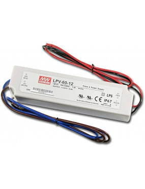 Impulsinis maitinimo Å¡altinis LED 12V 60W 5A IP67, Mean well, LPV-60-12