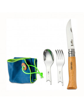 Peilis su šaukšto ir šakutės priedais Opinel Picnic Plus Complete set with N08 knife