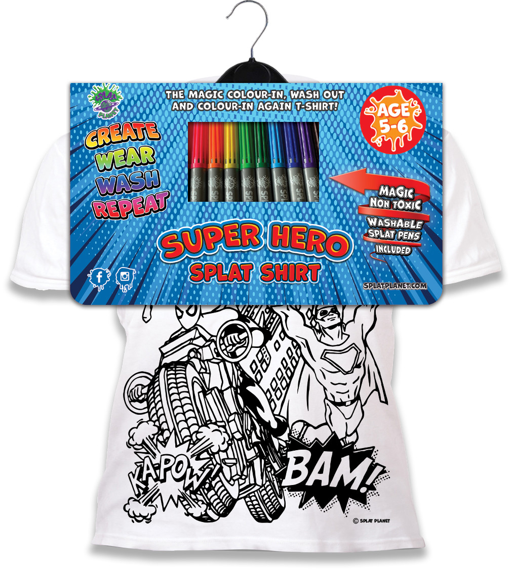 Splat Planet marškinėliai su flomasteriais Super herojai