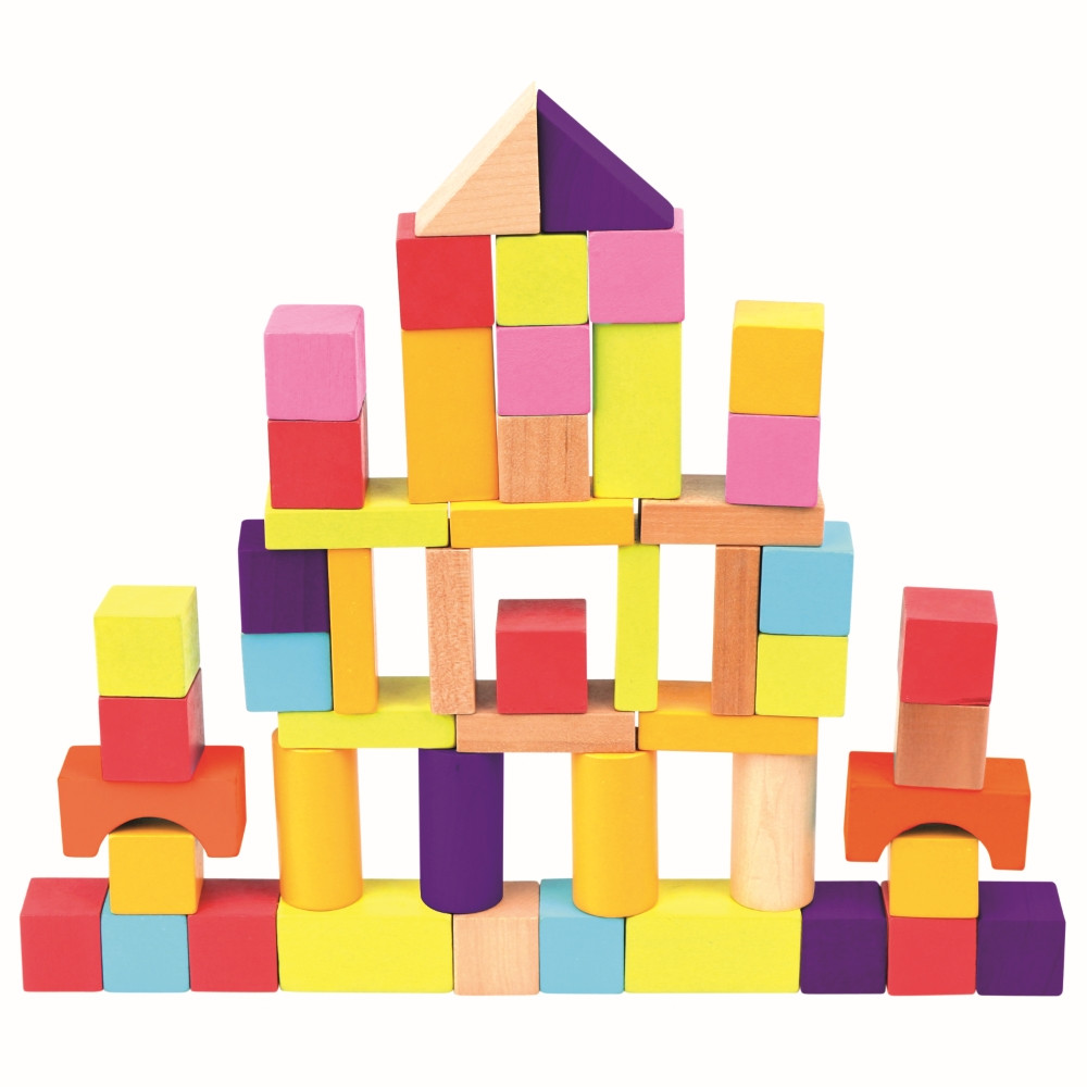 Spalvotos medinės kaladėlės 12 mėn+