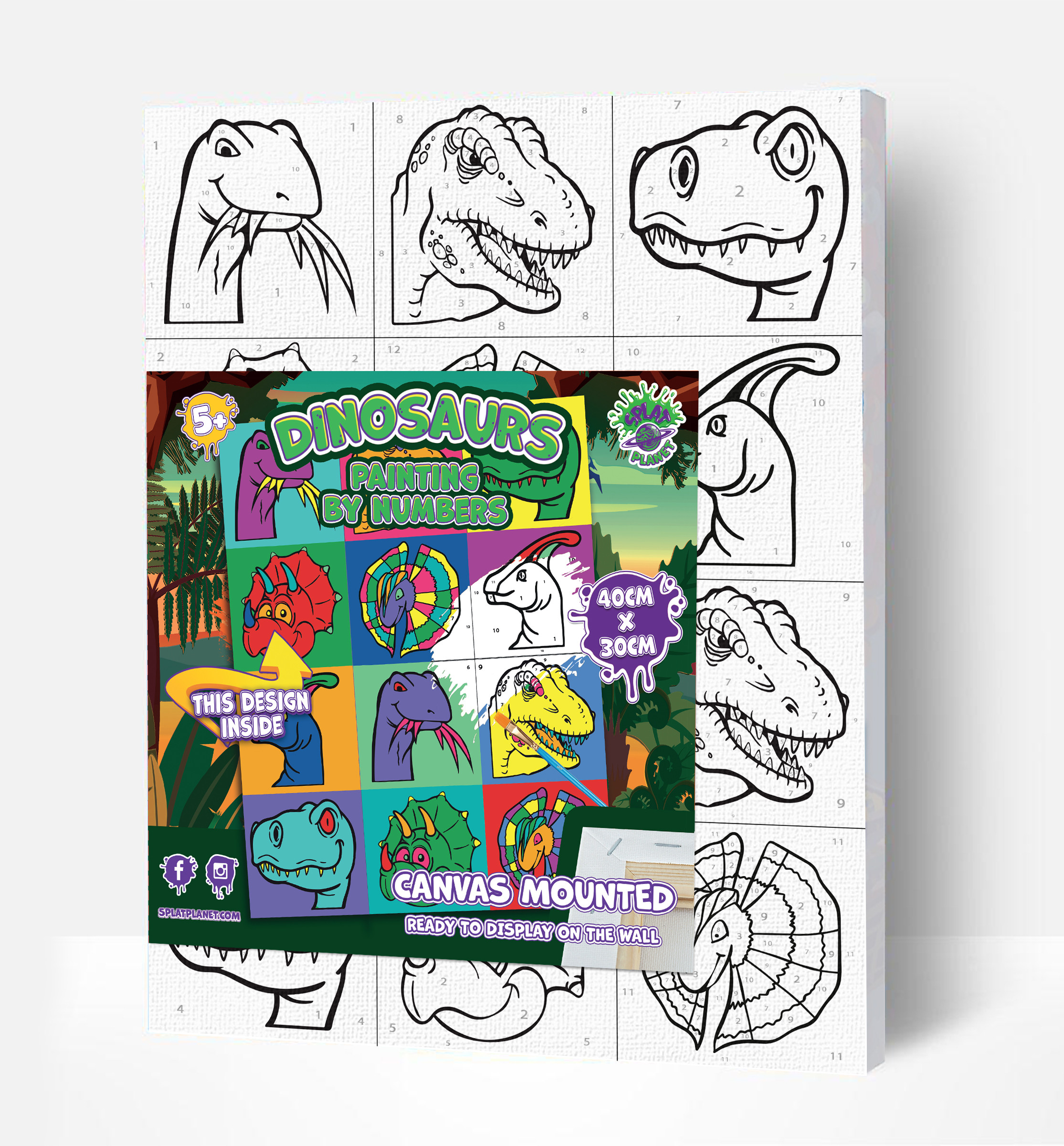 Splat Planet tapyba pagal skaičius DINOZAURAS 30x40 cm