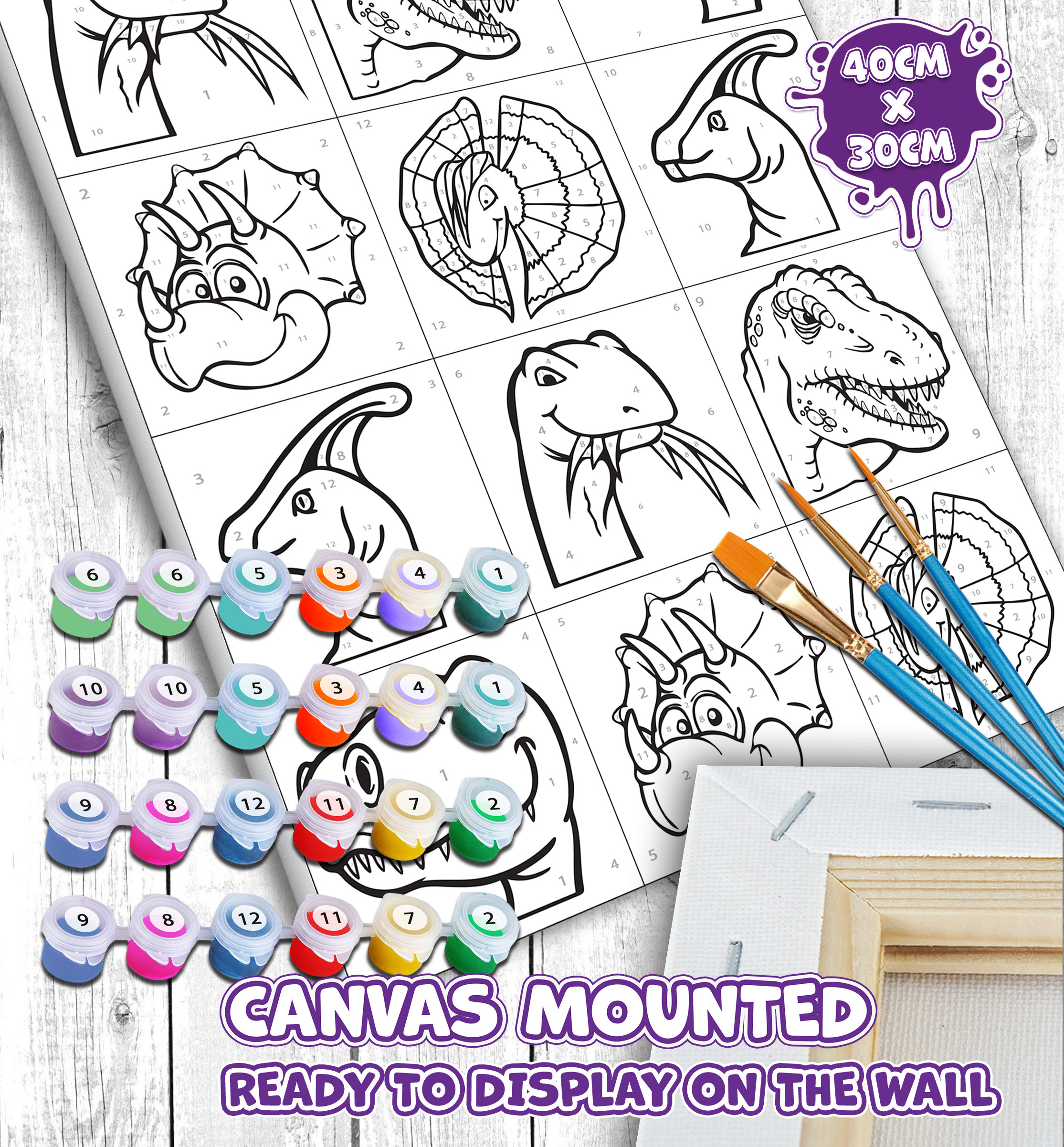 Splat Planet tapyba pagal skaičius DINOZAURAS 30x40 cm