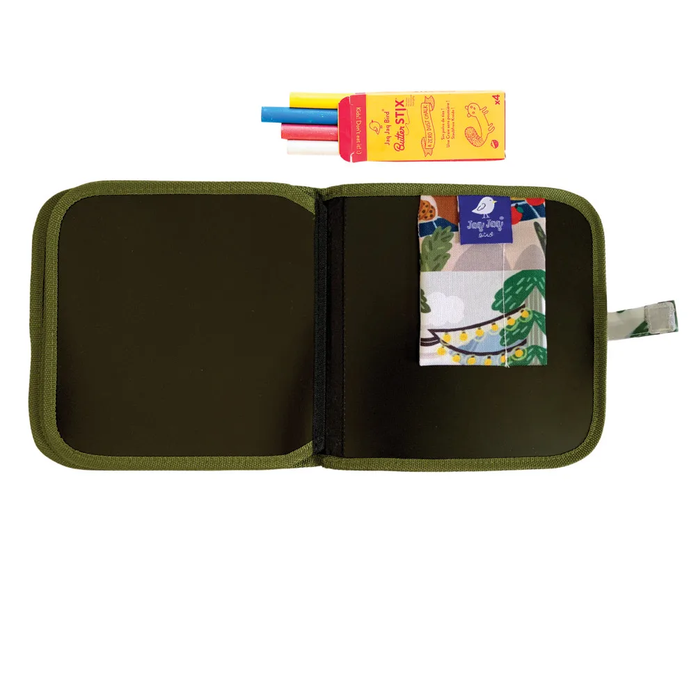 Jaq Jaq Bird piešimo knyga su netepančiomis kreidelėmis Stovyklauti