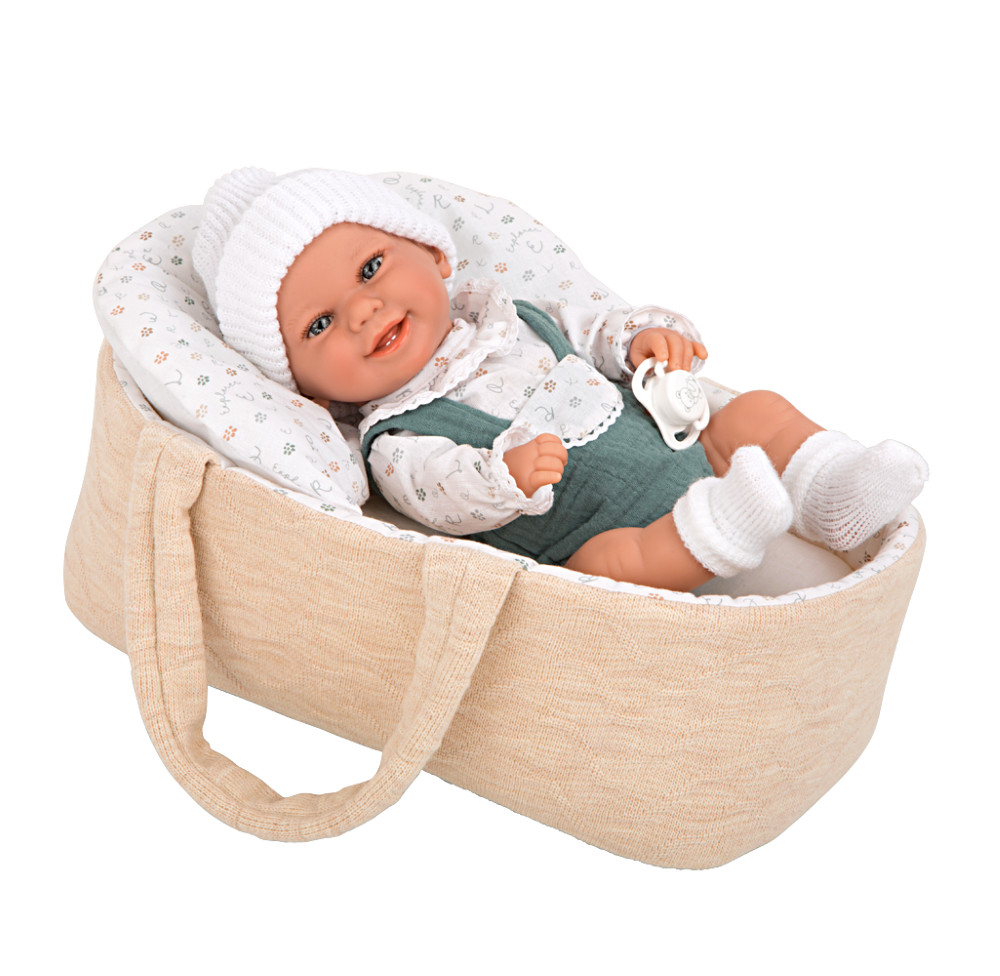 Arias kūdikėlis rusvoje nešyklėje berniukas 33 cm