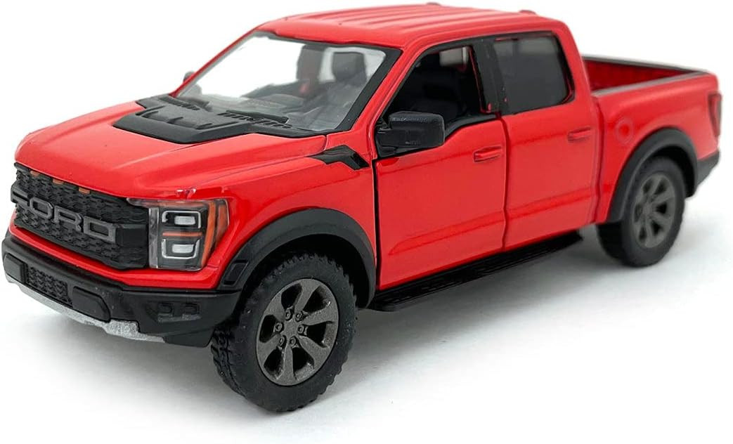 KiNSMART automobilis 2022 Ford F-150 Raptor raudonas KiNSMART automobilis 2022 Ford F-150 Raptor raudonas