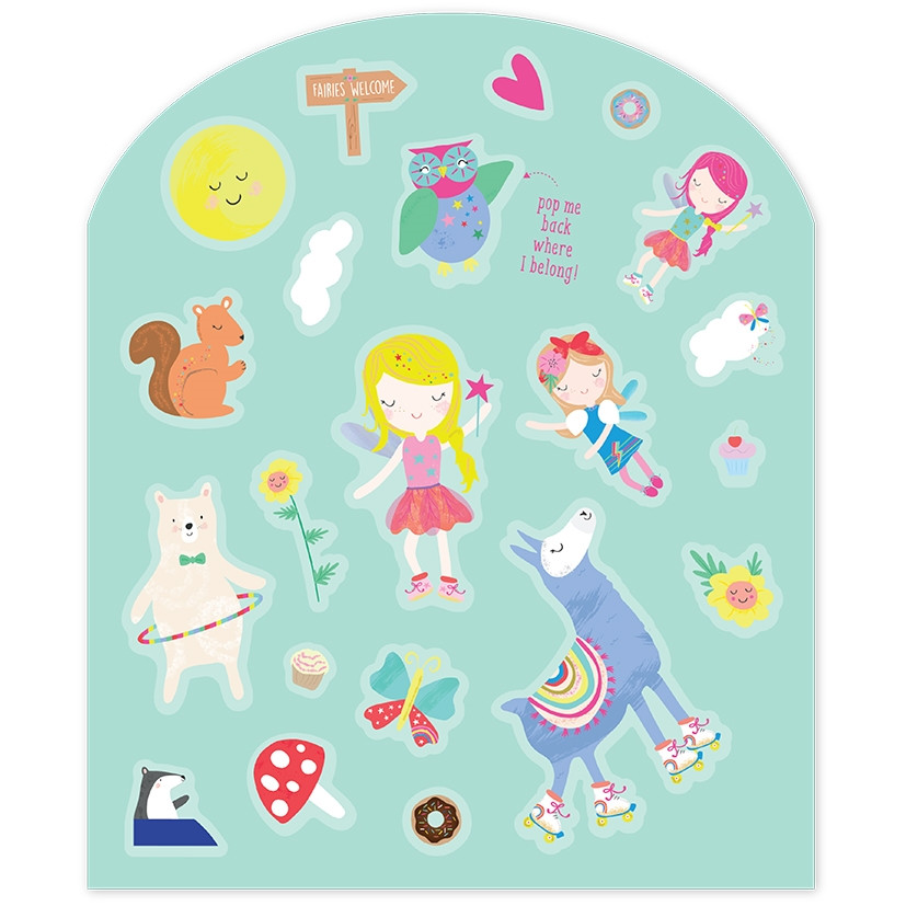 Rinkinys su daugkartiniais lipdukais Vaivorykštės fėja