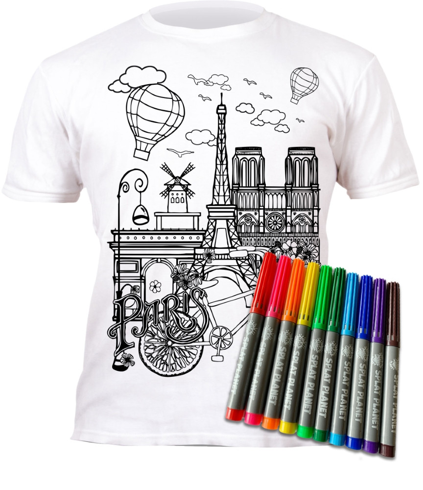 Splat Planet marškinėliai su flomasteriais Paryžius
