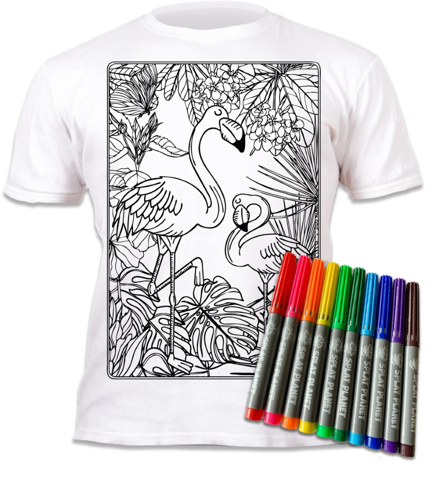 Splat Planet marškinėliai su flomasteriais Flamingai