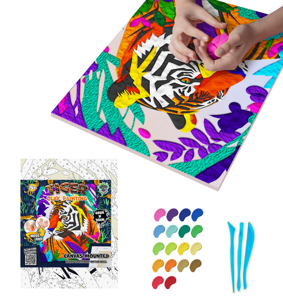 Splat Planet paveikslas iš modelino Tigras 30x40cm