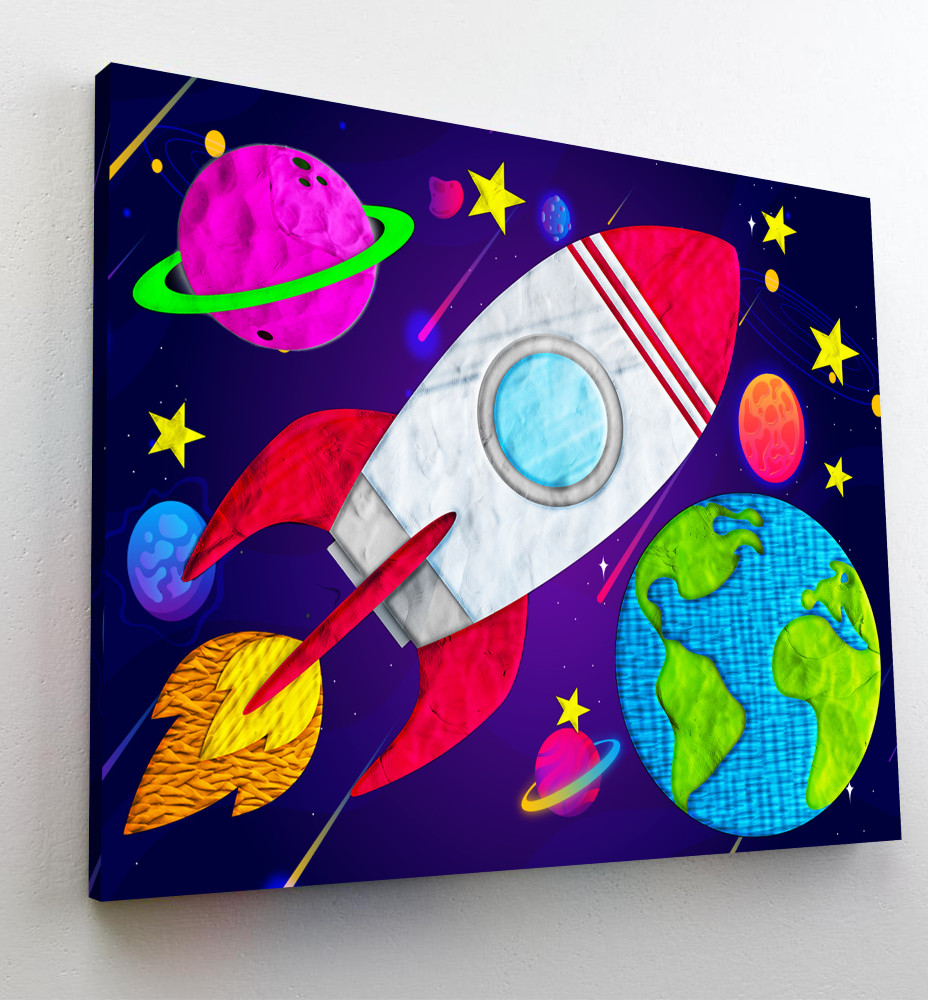 Splat Planet paveikslas iš modelino Kosmosas 30x40cm