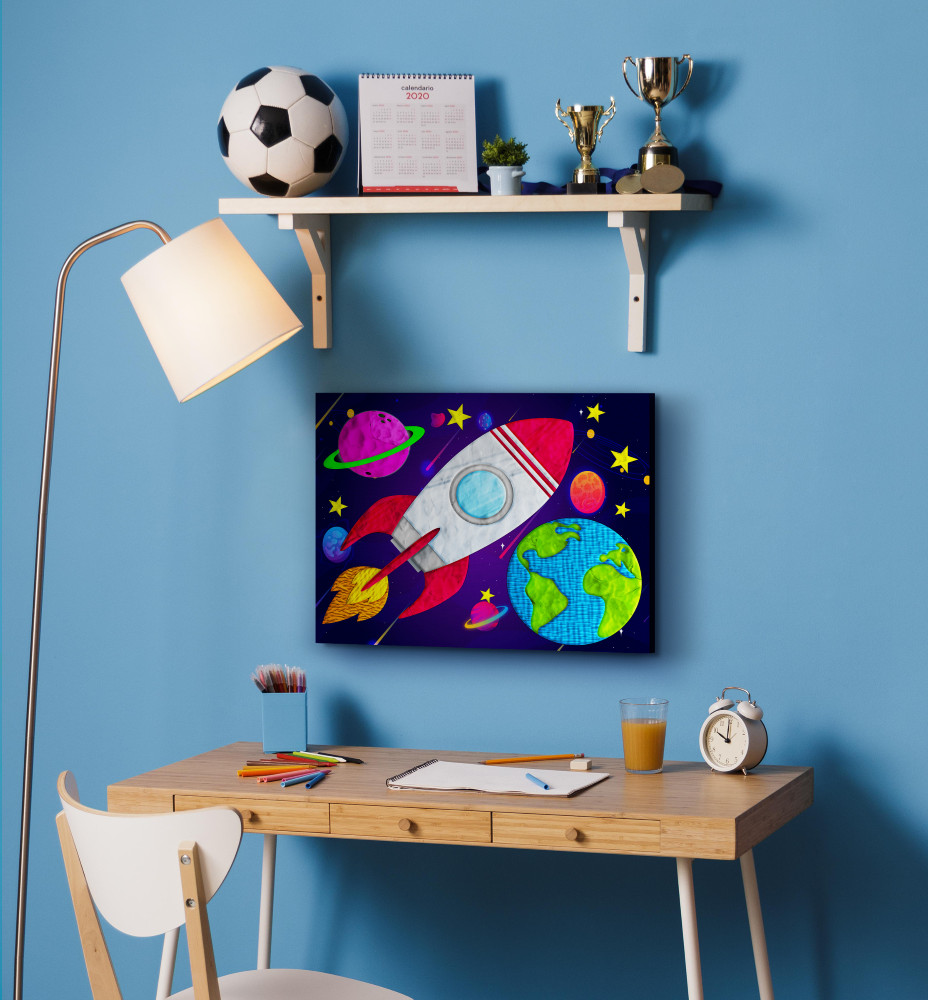 Splat Planet paveikslas iš modelino Kosmosas 30x40cm