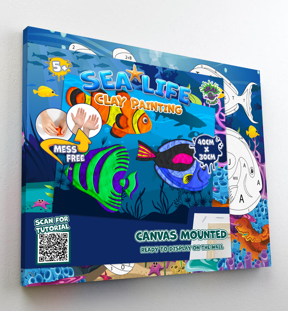 Splat Planet paveikslas iš modelino Jūra 30x40cm