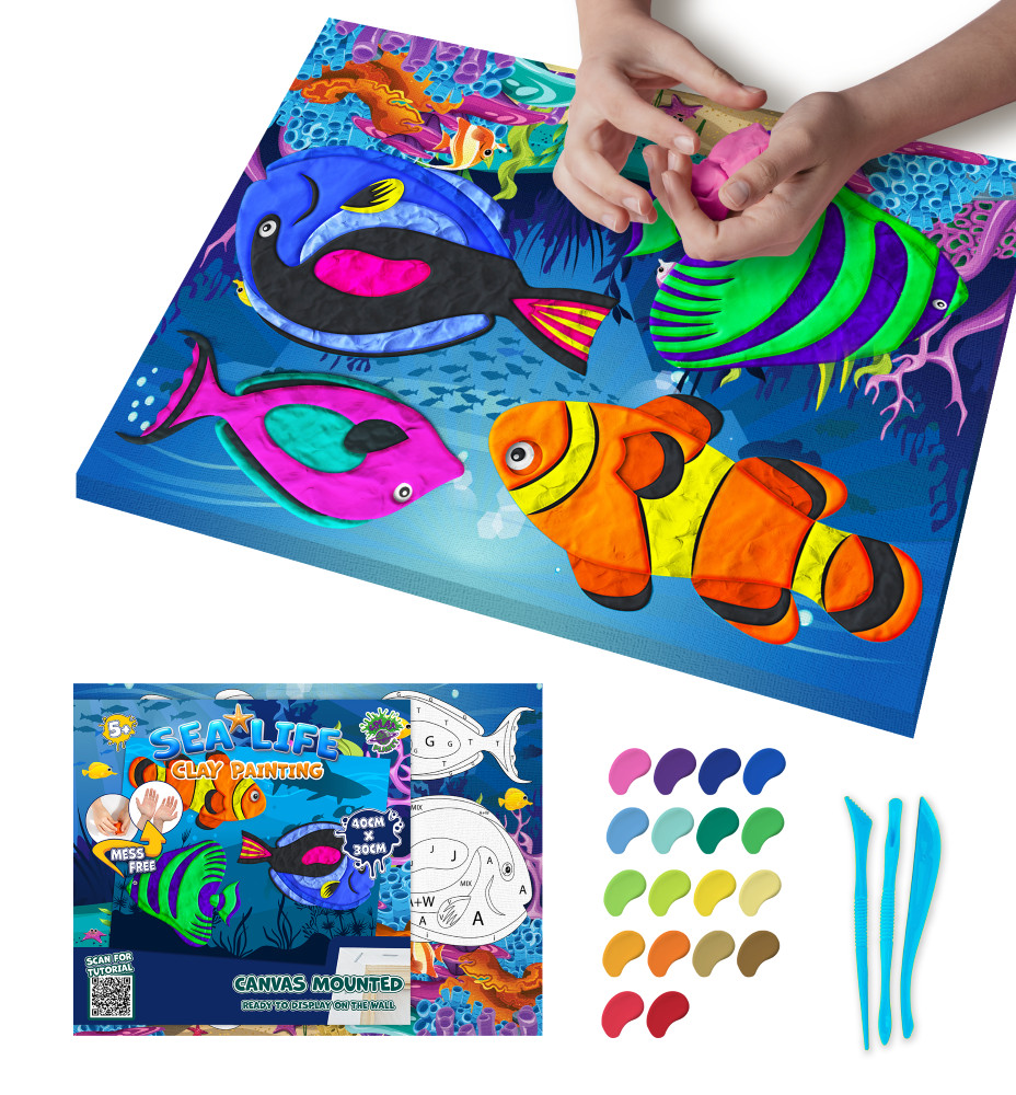 Splat Planet paveikslas iš modelino Jūra 30x40cm