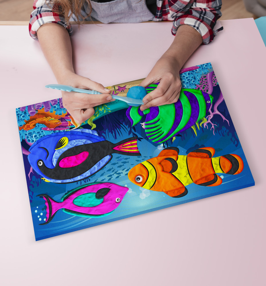 Splat Planet paveikslas iš modelino Jūra 30x40cm