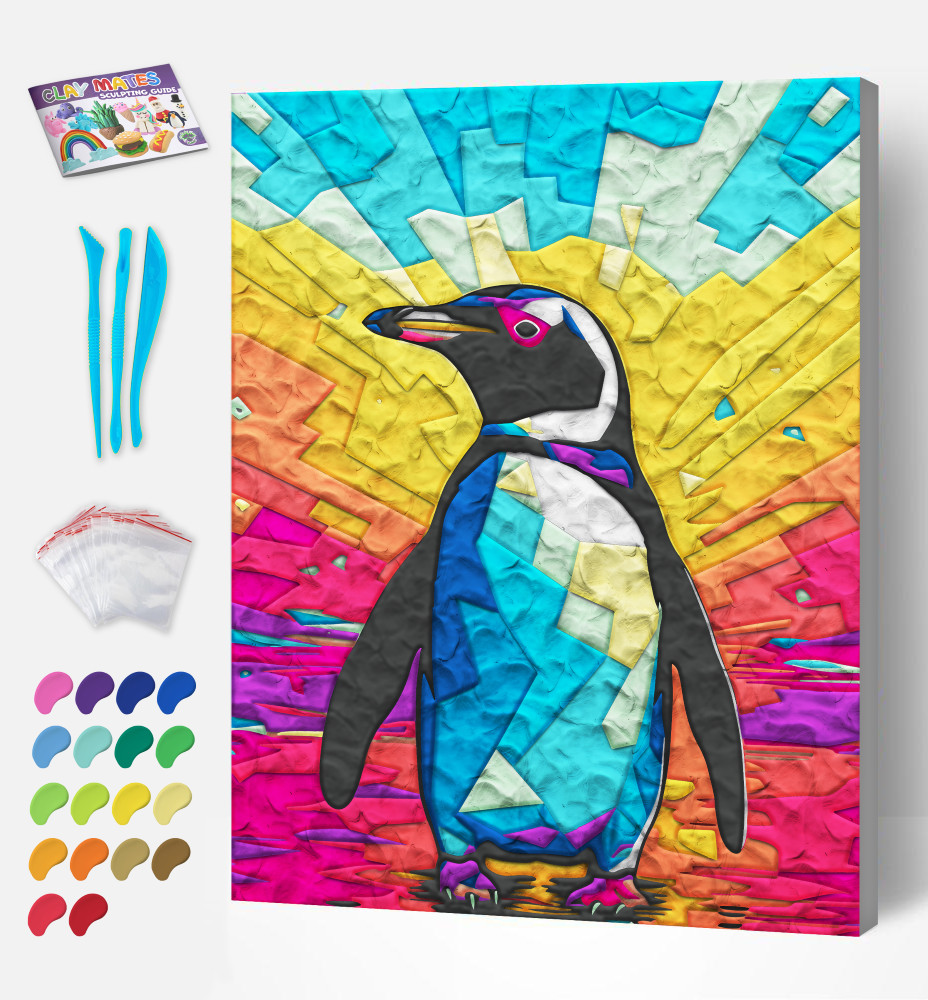 Splat Planet paveikslas iš modelino Pingvinas 30x40cm