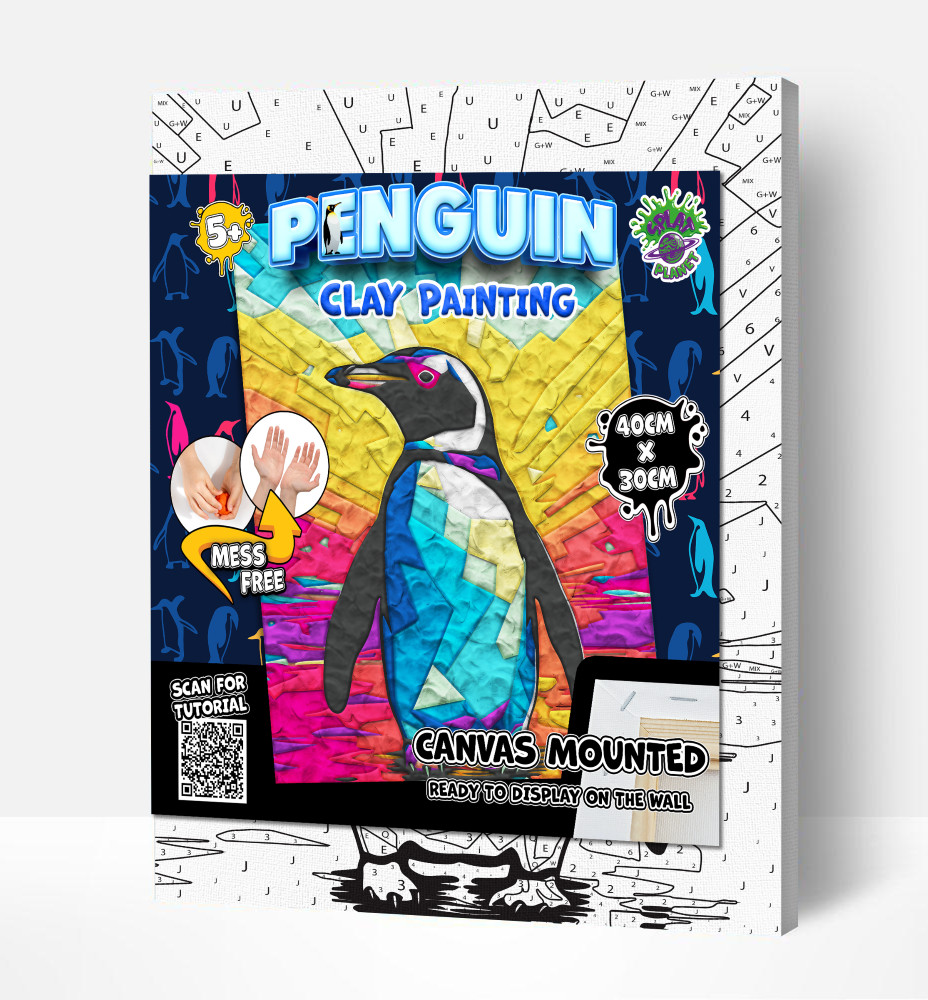 Splat Planet paveikslas iš modelino Pingvinas 30x40cm