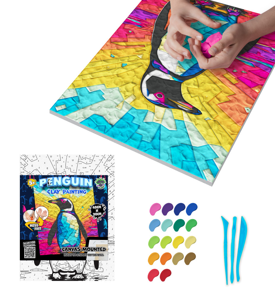 Splat Planet paveikslas iš modelino Pingvinas 30x40cm