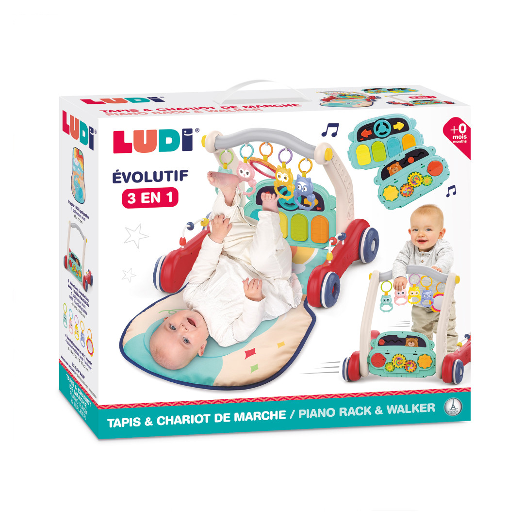 LUDI multifunkcinis kilimėlis-pianinas-vaikštynė Dramblys