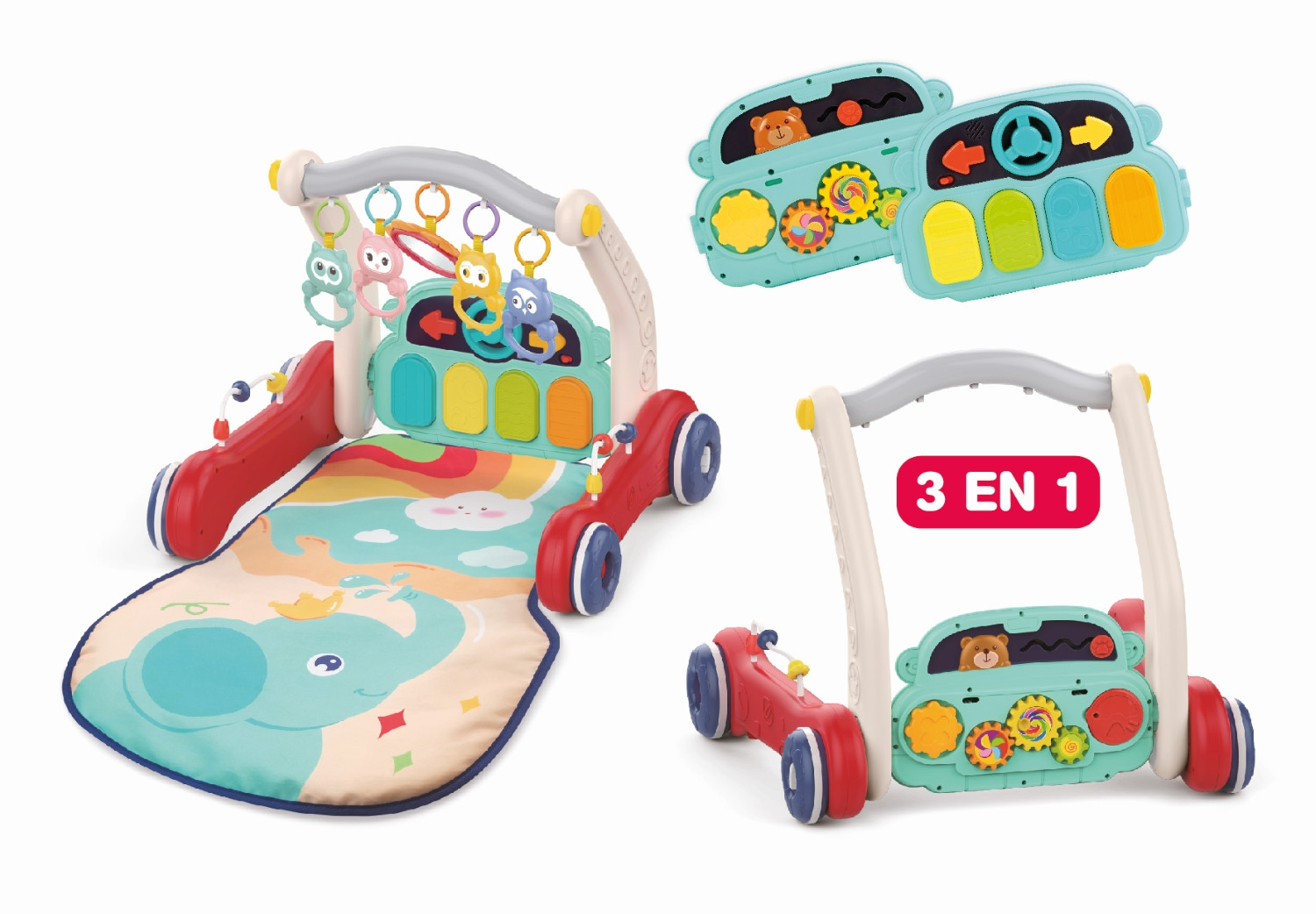 LUDI multifunkcinis kilimėlis-pianinas-vaikštynė Dramblys