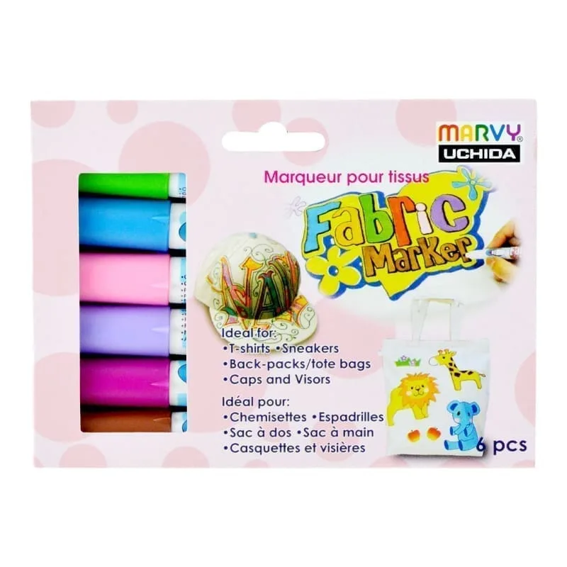 MARVY flomasteriai šviesių audinių dekoravimui 560-6B Fabric Marker Floral 6 vnt