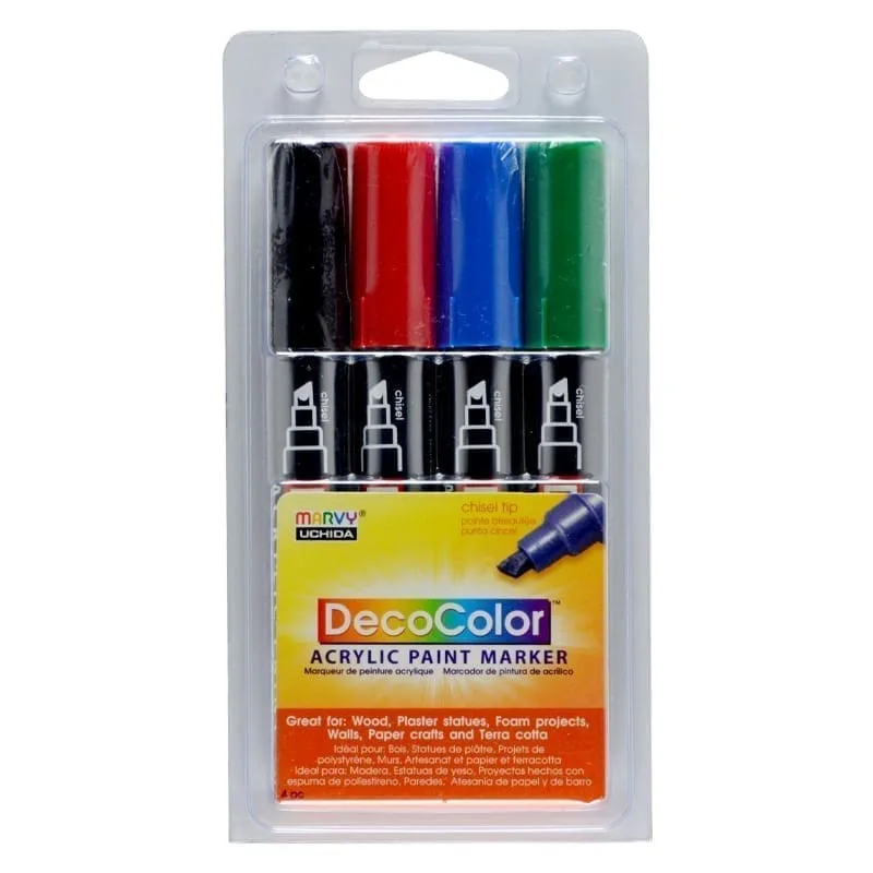 Akriliniai markeriai Marvy Decocolor Acrylic 315-4A Primary 4 vnt