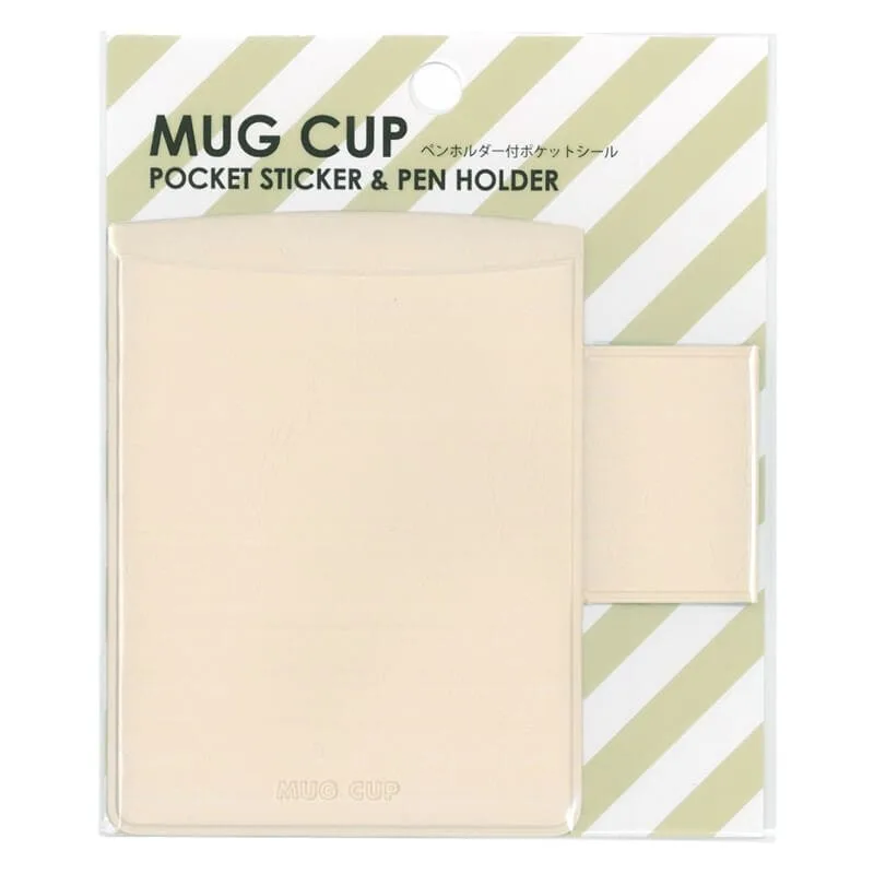 Prilimpantis rašiklio laikiklis su kišenėle Mug Cup L-dramblio kaulo spalvos DMS-LW