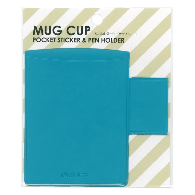 Prilimpantis rašiklio laikiklis su kišenėle Mug Cup L-mėlynas DMS-LB