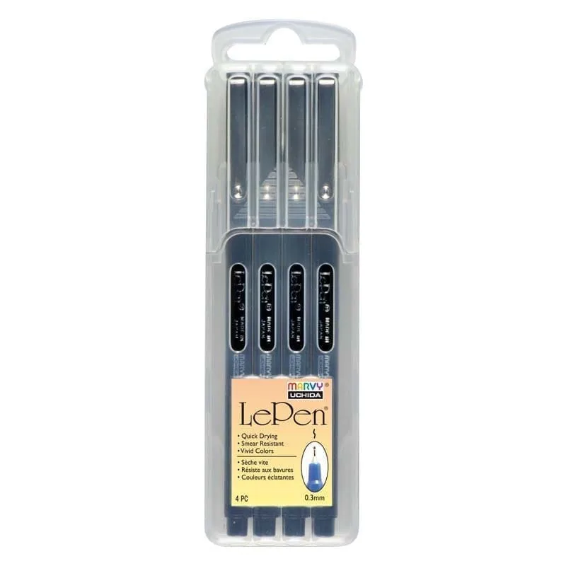 MARVY stilingi rašikliai plonu galiuku 4300-4BX „Le Pen” Black 4 vnt