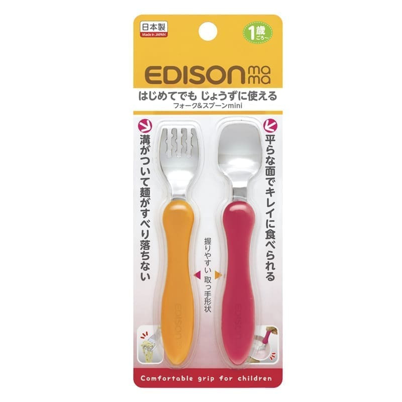 Stalo įrankiai EDISONmama MINI nuo 12 mėn ORANGE/CHERRY KJ284