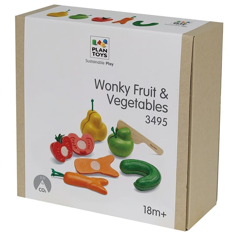 Medinės pjaustomos įvairių formų daržovės PlanToys PT3495