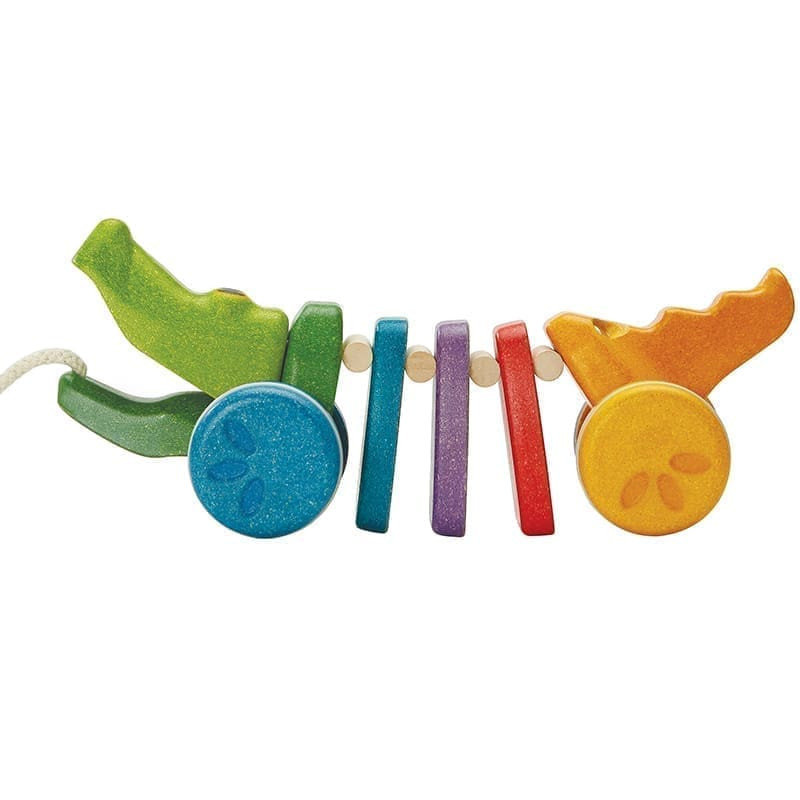Medinis traukiamas žaislas „Spalvingas šokantis aligatorius” PlanToys PT1416