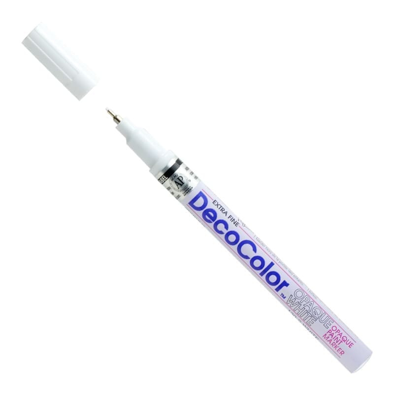 Markeris įvairių paviršių dekoravimui Marvy Decocolor Extra Fine 130 White 1 vnt